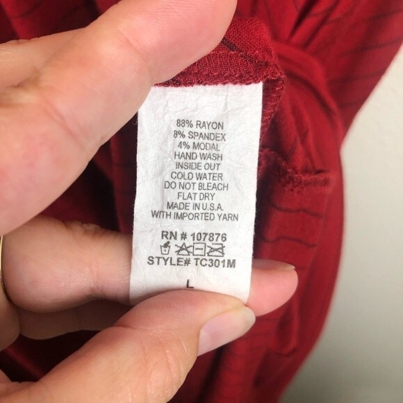 Comfy USA Katie Dress Long Sleeve Red Pinstriped Legaenlook Large - Picture 6 of 6